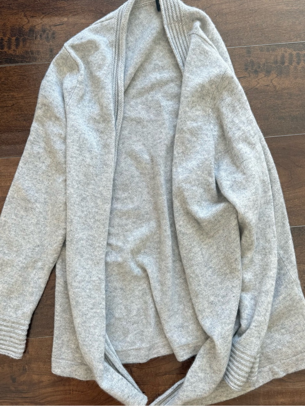 Light Gray Open-Front Women's Cardigan 100% cashmere